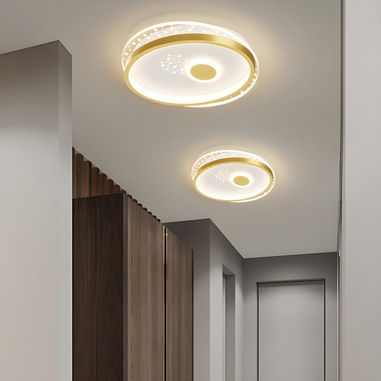 Hallway Mini Dimmable Gold Circle LED Flush Mount Light Image - 7