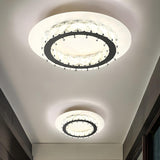 Hallway Mini Drum Crystal LED Flush Mount Ceiling Light Image - 1