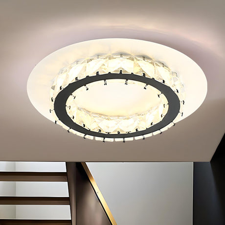 Hallway Mini Drum Crystal LED Flush Mount Ceiling Light Image - 2