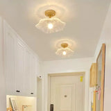 Hallway Mini Flower Glass Semi-Flush Mount Ceiling Lamp Image - 1