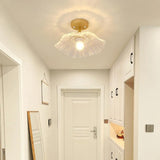 Hallway Mini Flower Glass Semi-Flush Mount Ceiling Lamp Image - 3