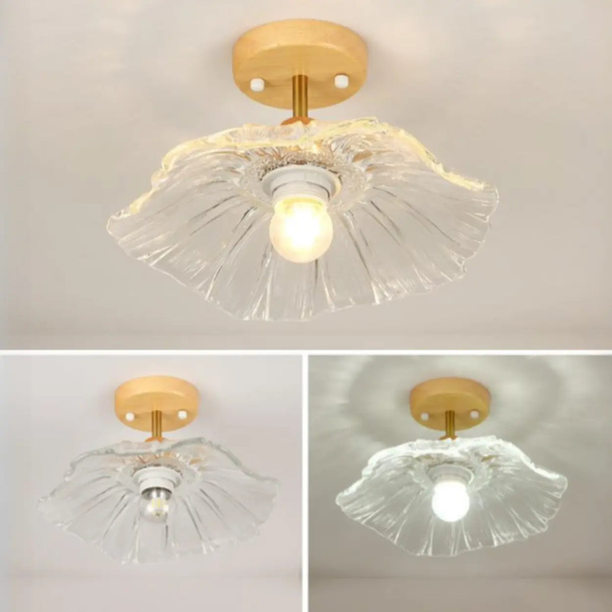 Hallway Mini Flower Glass Semi-Flush Mount Ceiling Lamp Image - 6