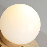 Hallway Mini Glass Globe Wooden Semi-Flush Mount Light Image - 10