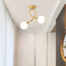 Hallway Mini Globe Gold Semi-Flush Mount Light 2-Light Image - 1