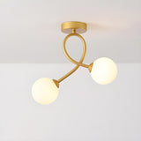 Hallway Mini Globe Gold Semi-Flush Mount Light 2-Light Image - 10