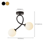 Hallway Mini Globe Gold Semi-Flush Mount Light 2-Light #size