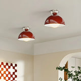 Hallway Mini Red Dome Semi-Flush Mount Ceiling Light Image - 1