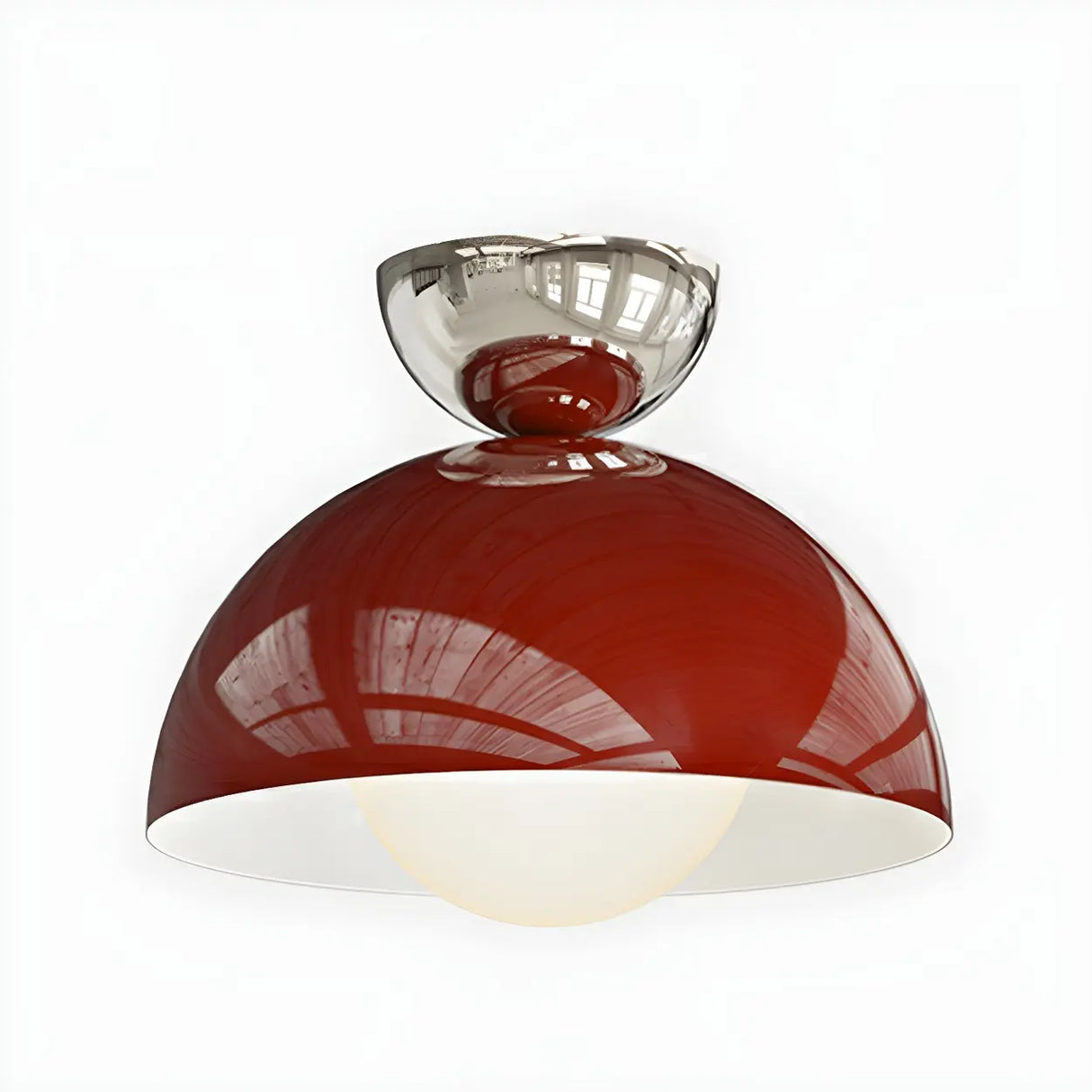 Hallway Mini Red Dome Semi-Flush Mount Ceiling Light Image - 11