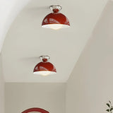 Hallway Mini Red Dome Semi-Flush Mount Ceiling Light Image - 2