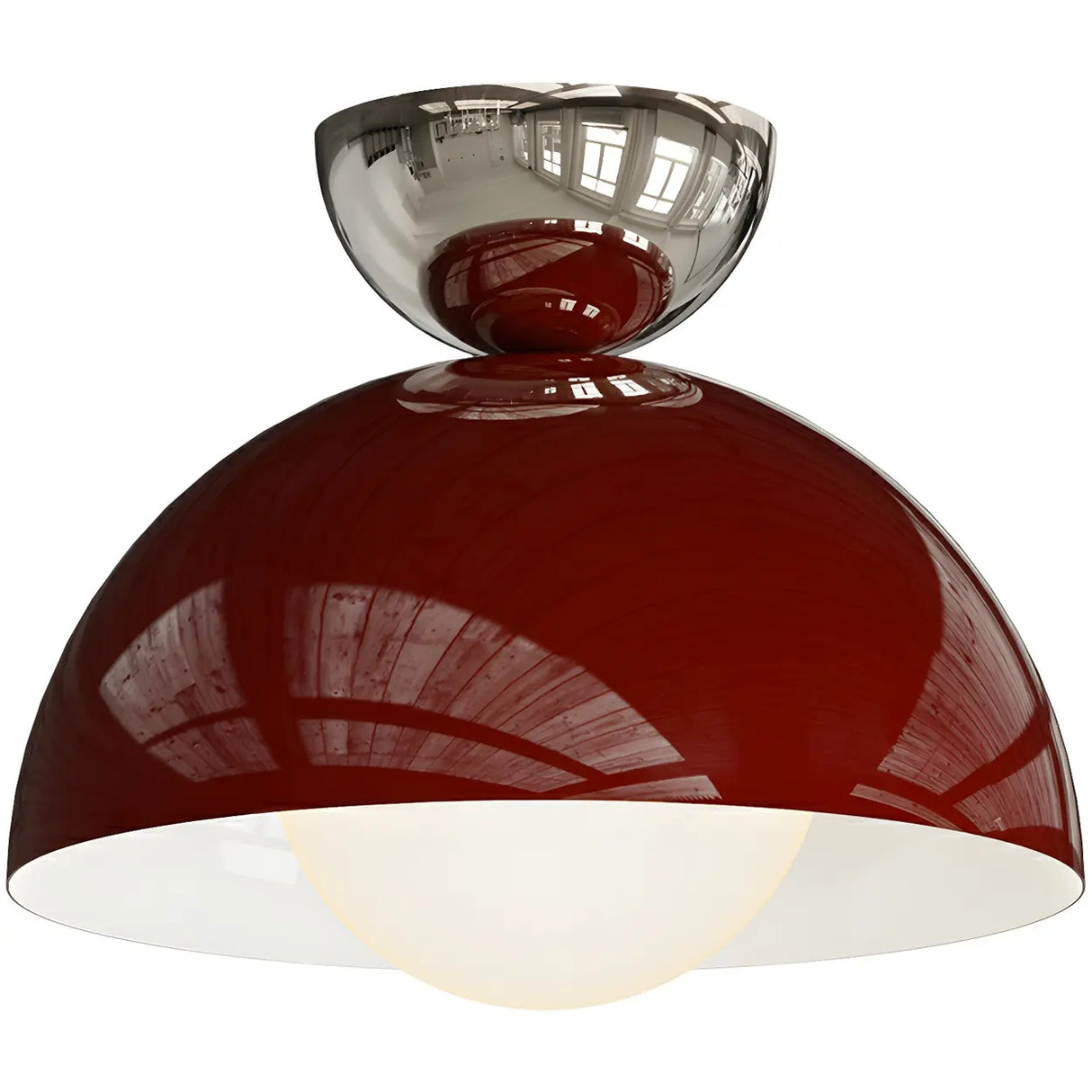 Hallway Mini Red Dome Semi-Flush Mount Ceiling Light Image - 5