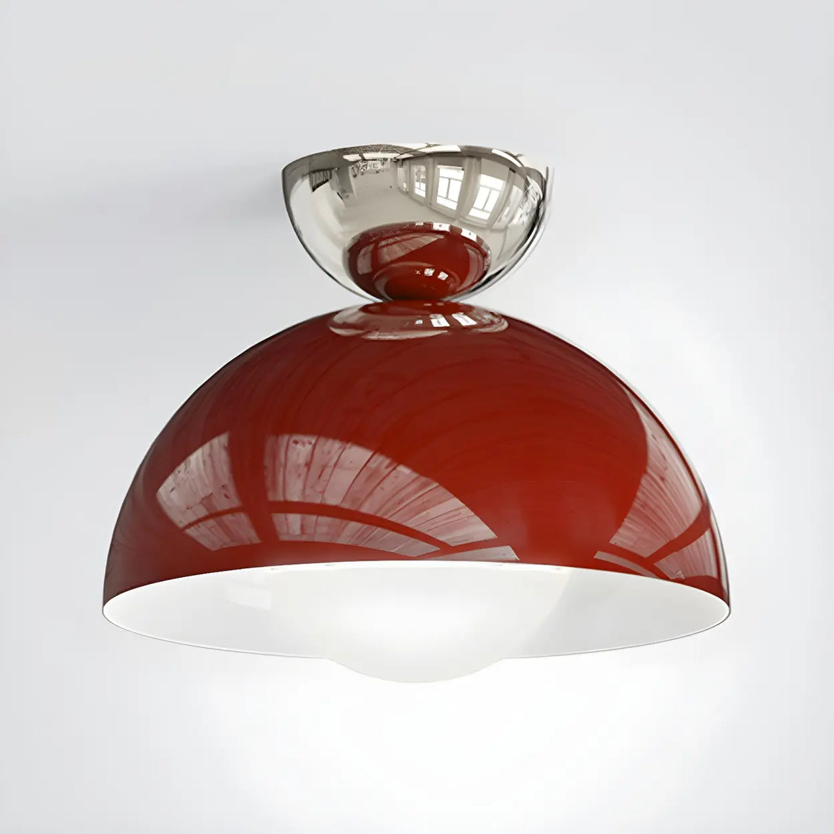 Hallway Mini Red Dome Semi-Flush Mount Ceiling Light Image - 6