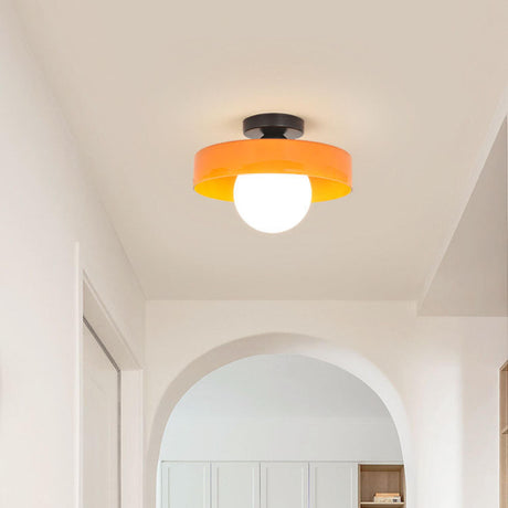 Hallway Mini Resin Yellow Ball Semi-Flush Mount Light Image - 1