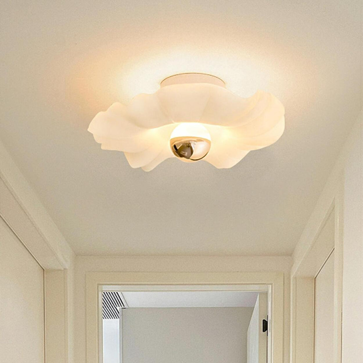 Hallway Mini Romantic Floral LED Semi-Flush Mount Light Image - 2