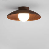 Hallway Mini Walnut Dome Semi-Flush Mount Ceiling Light Image - 2