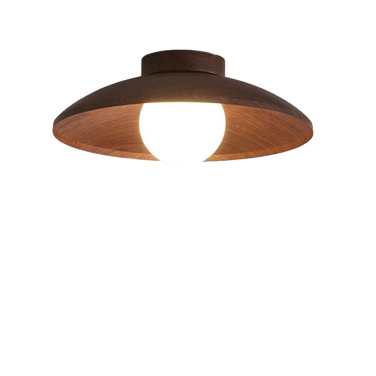 Hallway Mini Walnut Dome Semi-Flush Mount Ceiling Light Image - 6