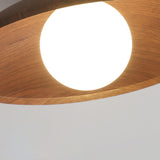 Hallway Mini Walnut Dome Semi-Flush Mount Ceiling Light Image - 7