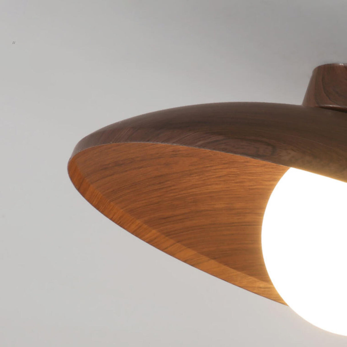 Hallway Mini Walnut Dome Semi-Flush Mount Ceiling Light Image - 9