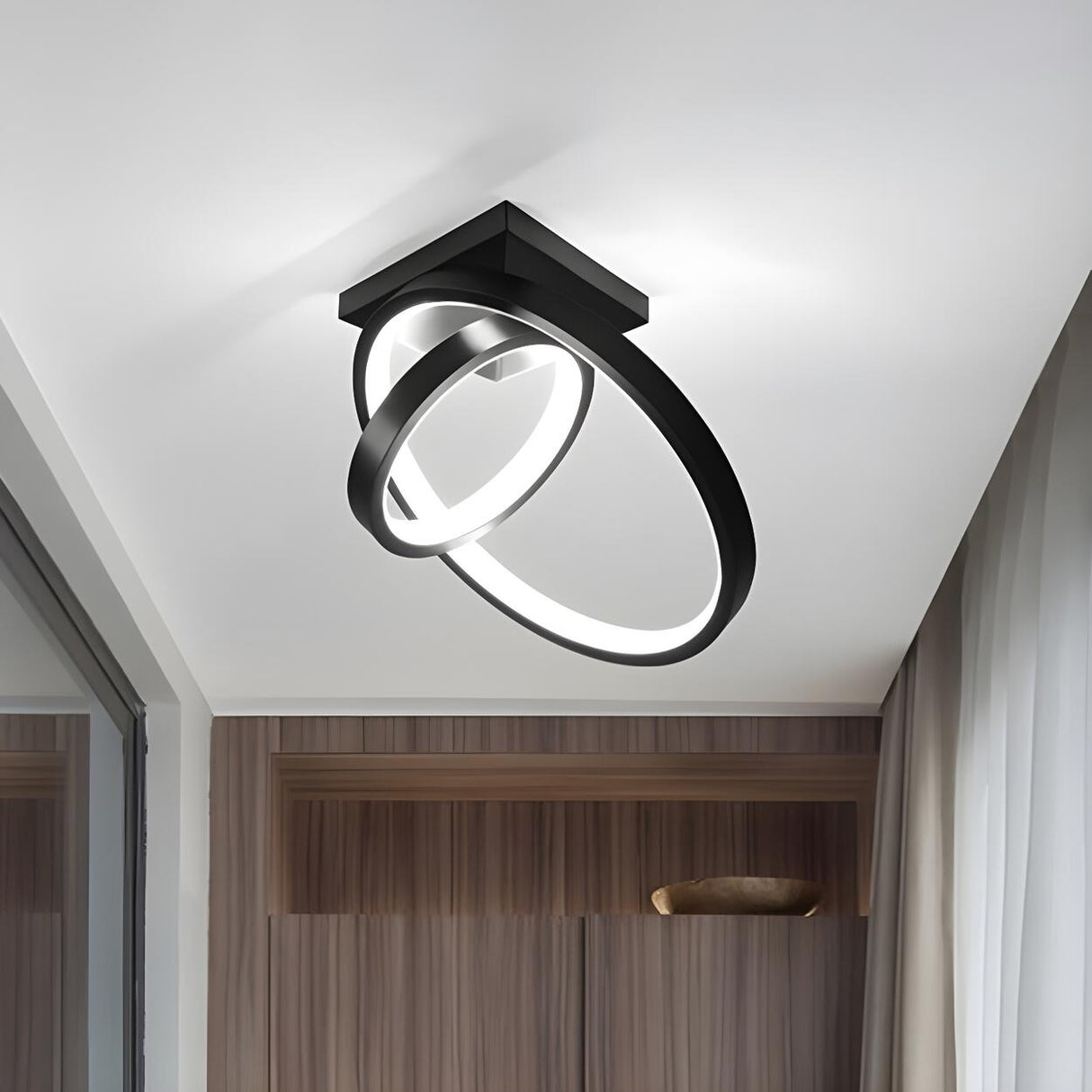 Hallway Minimalism Mini Dual Ring LED Flush Mount Light Image - 5