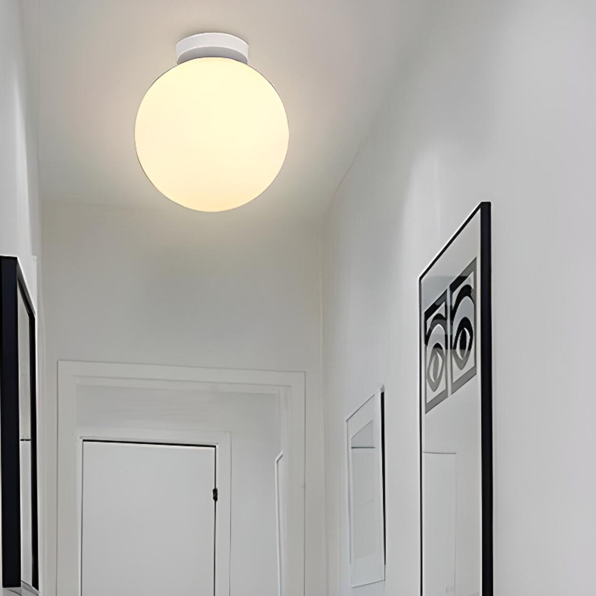 Hallway Minimalist Globe LED Semi-Flush Mount Light Image - 1