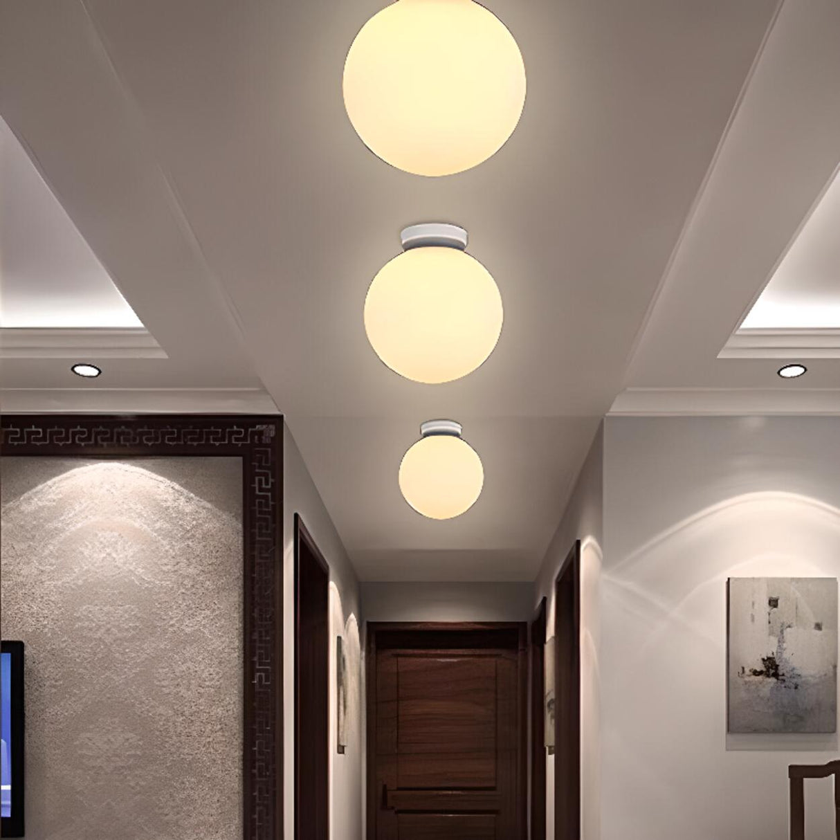 Hallway Minimalist Globe LED Semi-Flush Mount Light Image - 3