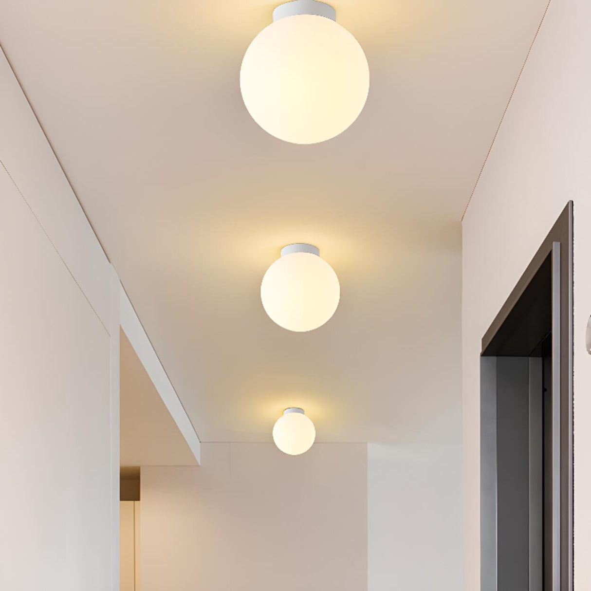 Hallway Minimalist Globe LED Semi-Flush Mount Light Image - 4