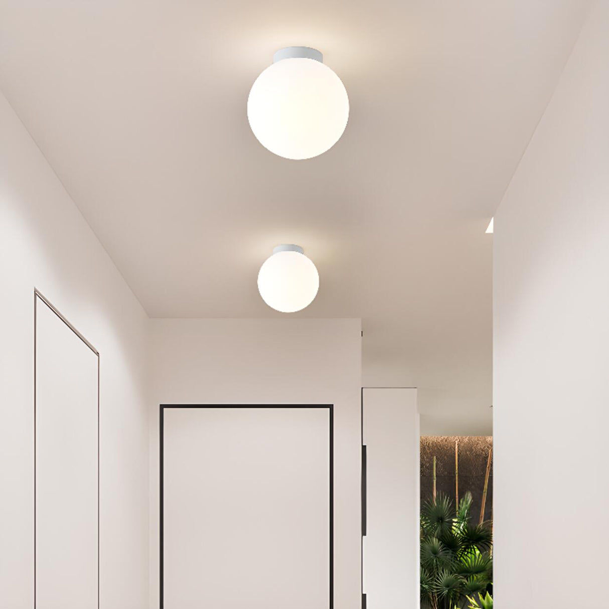 Hallway Minimalist Globe LED Semi-Flush Mount Light Image - 5