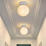 Hallway Minimalist Moon Globe Semi-Flush Ceiling Lamp Image - 1