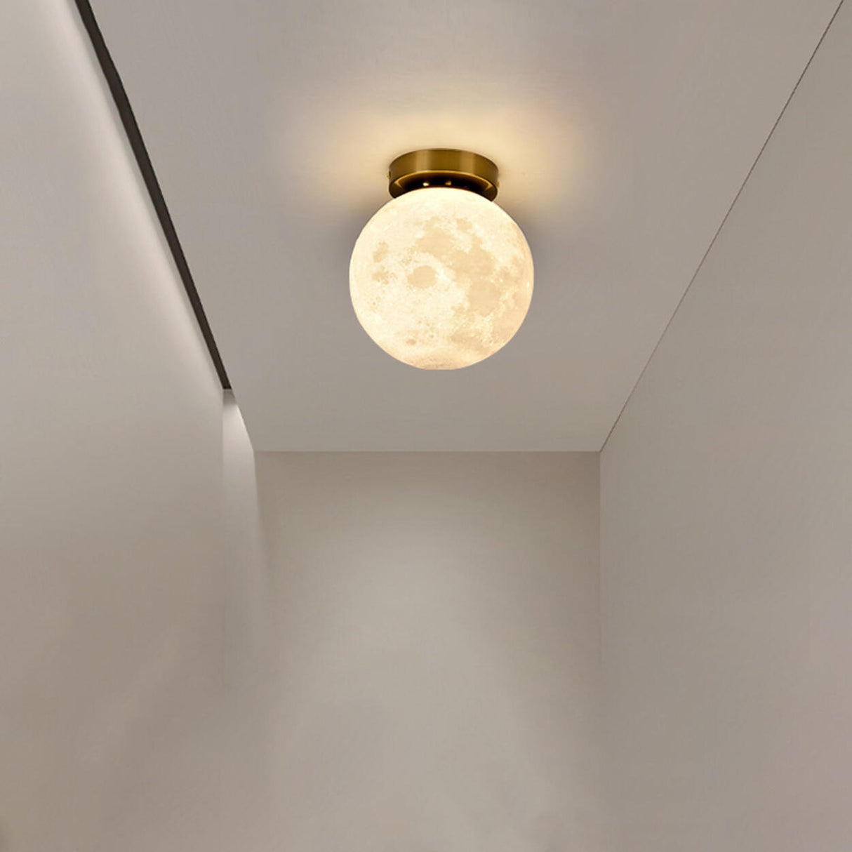 Hallway Minimalist Moon Globe Semi-Flush Ceiling Lamp Image - 11