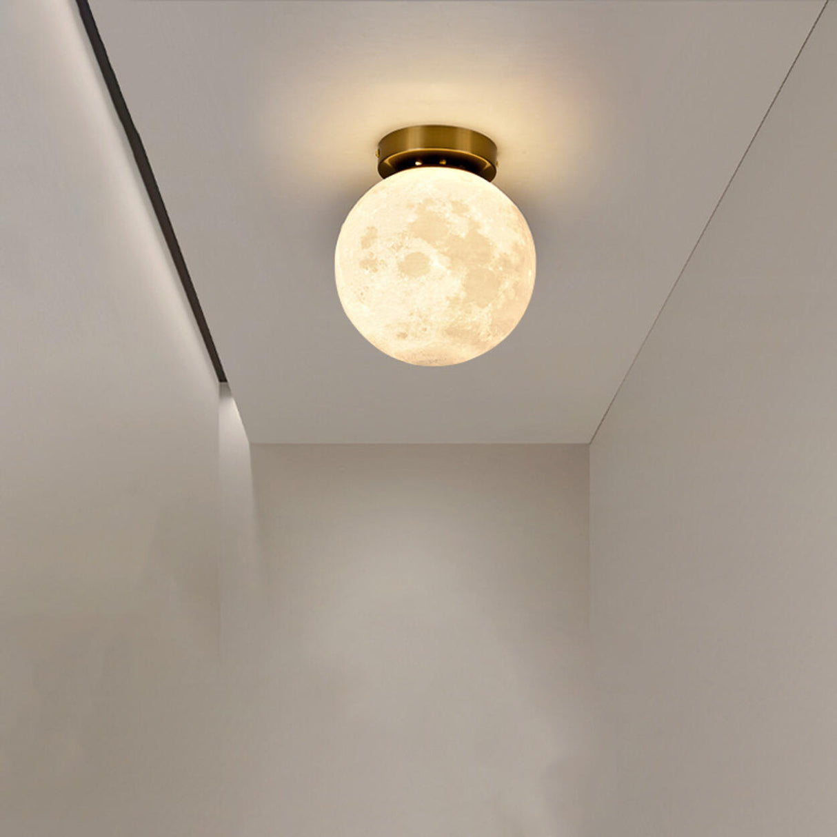 Hallway Minimalist Moon Globe Semi-Flush Ceiling Lamp Image - 14