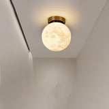 Hallway Minimalist Moon Globe Semi-Flush Ceiling Lamp Image - 15