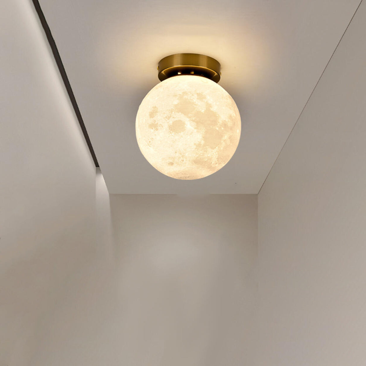 Hallway Minimalist Moon Globe Semi-Flush Ceiling Lamp Image - 16