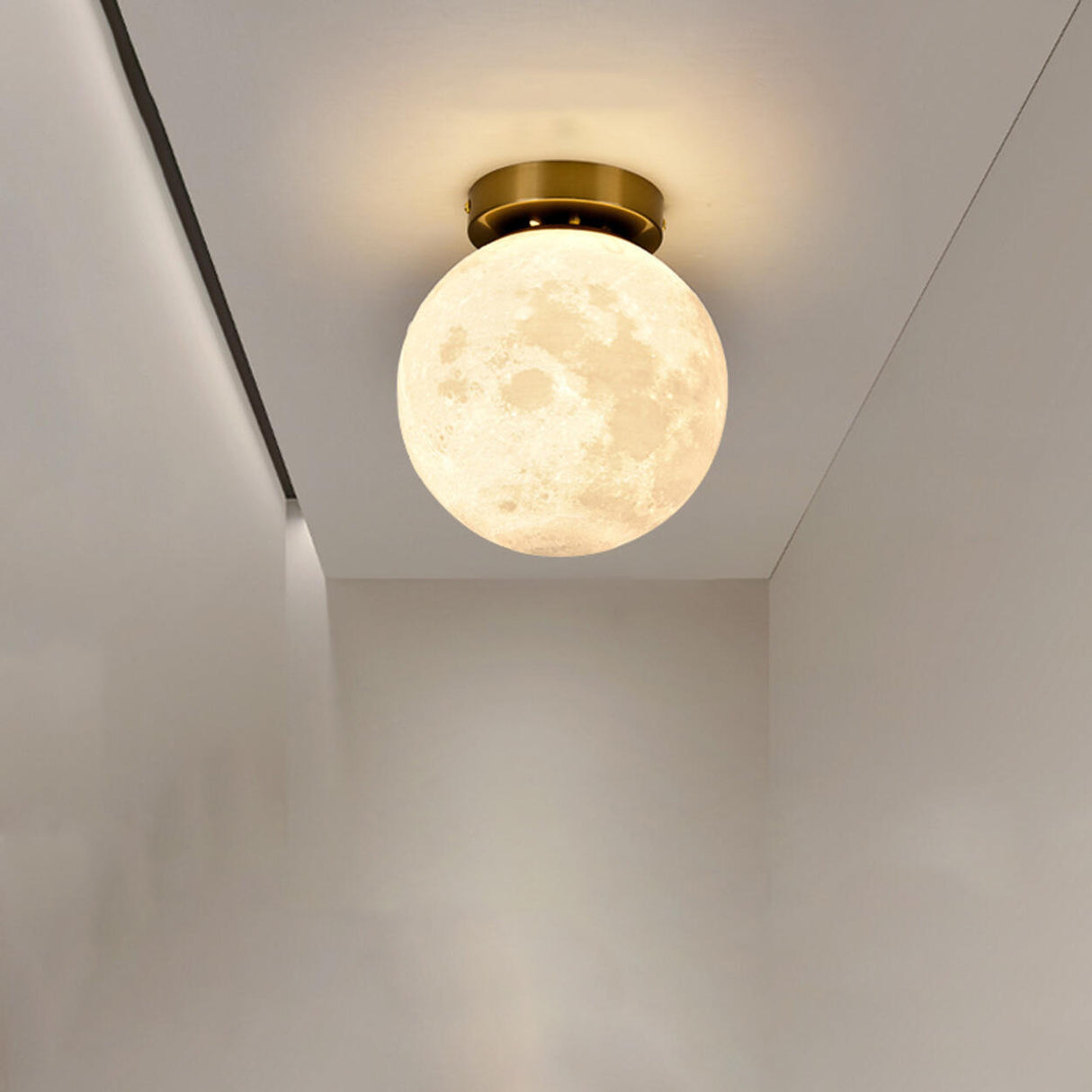 Hallway Minimalist Moon Globe Semi-Flush Ceiling Lamp Image - 17