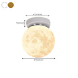 Hallway Minimalist Moon Globe Semi-Flush Ceiling Lamp Image - 20