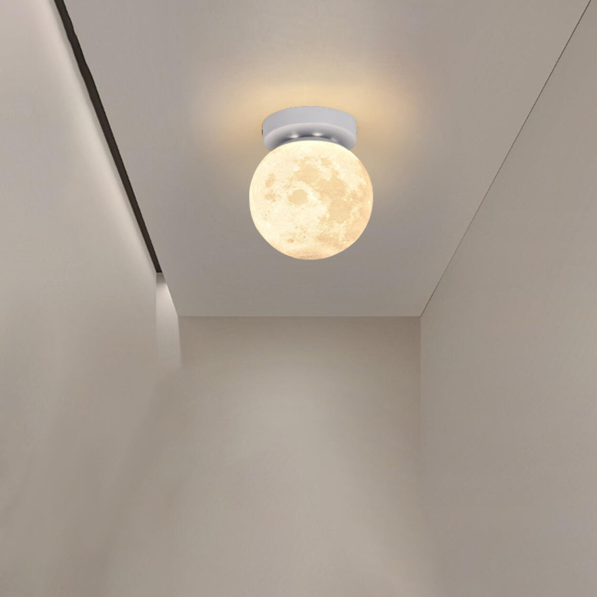 Hallway Minimalist Moon Globe Semi-Flush Ceiling Lamp Image - 3