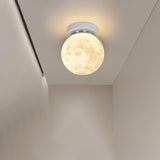 Hallway Minimalist Moon Globe Semi-Flush Ceiling Lamp Image - 6