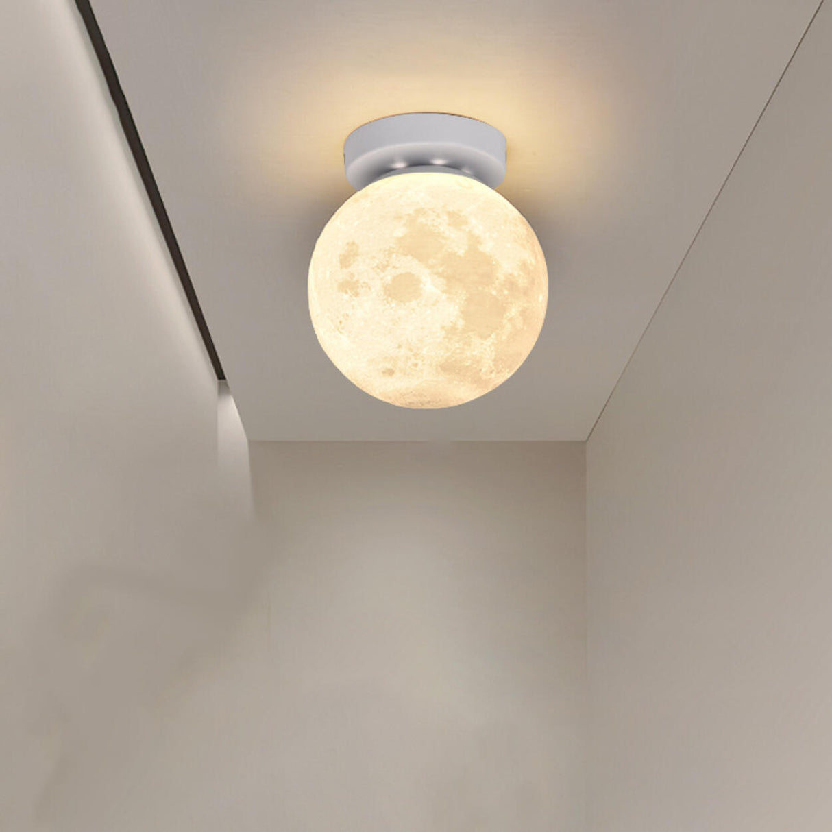 Hallway Minimalist Moon Globe Semi-Flush Ceiling Lamp Image - 7