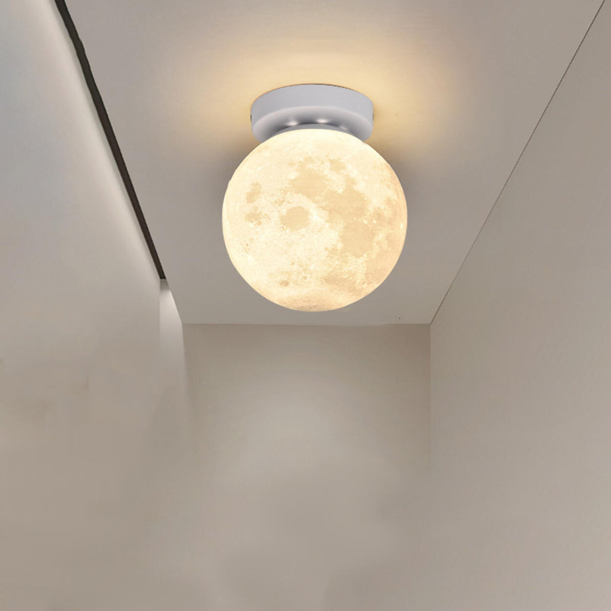 Hallway Minimalist Moon Globe Semi-Flush Ceiling Lamp Image - 9