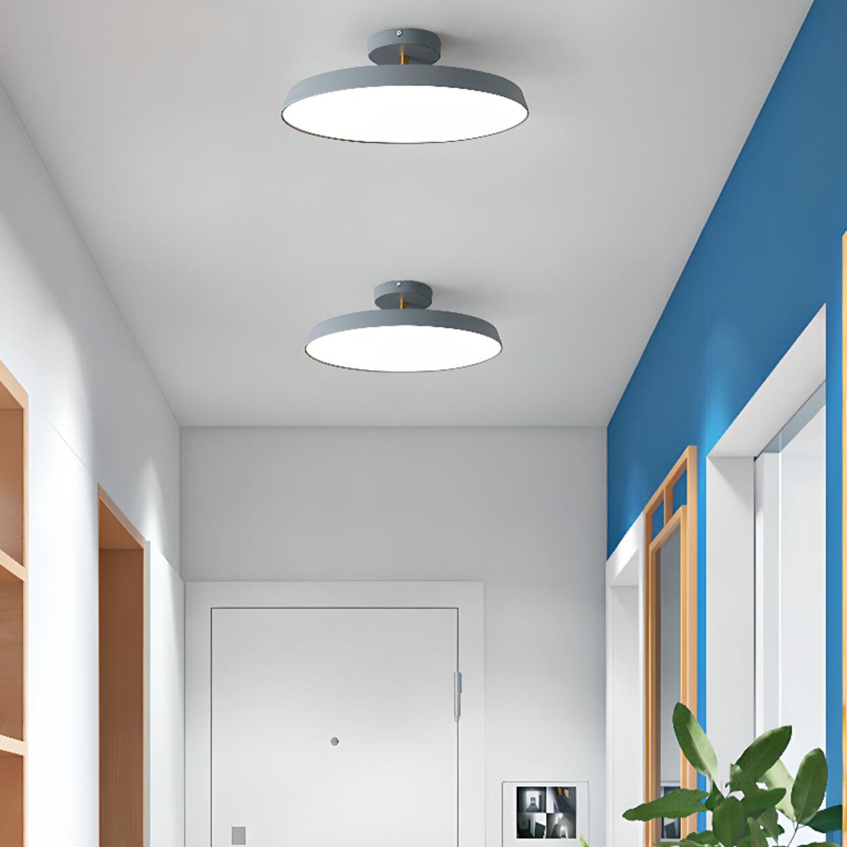 Hallway Minimalist Round LED Semi-Flush Mount Light Image - 1