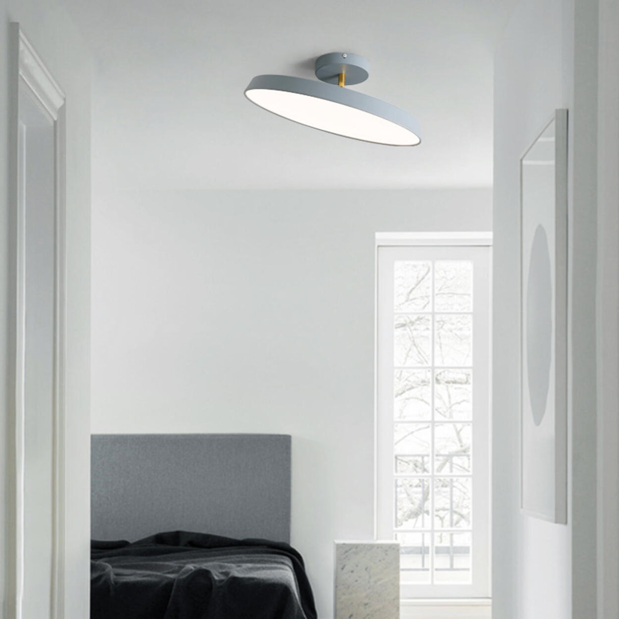 Hallway Minimalist Round LED Semi-Flush Mount Light Image - 5