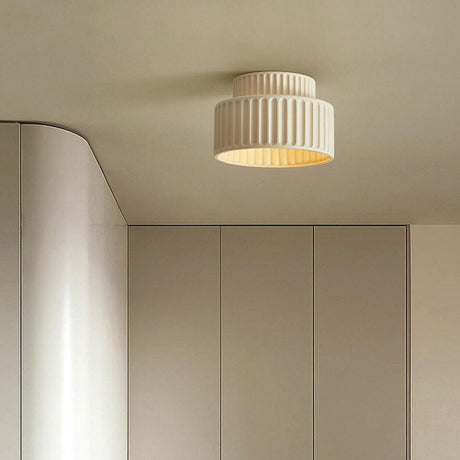 Hallway Modern Beige Cylinder Flush Mount Ceiling Light Image - 1