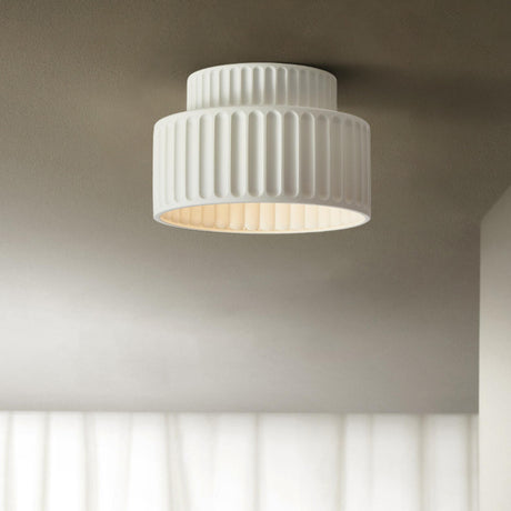 Hallway Modern Beige Cylinder Flush Mount Ceiling Light Image - 2