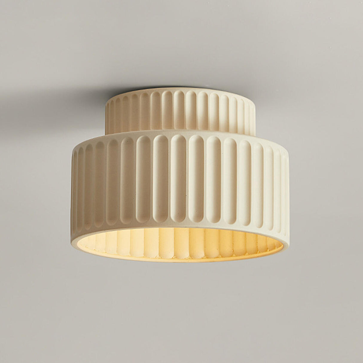 Hallway Modern Beige Cylinder Flush Mount Ceiling Light Image - 8