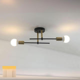 Hallway Modern Black Gold Semi-Flush Mount Lamp 2-Light Image - 8