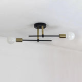 Hallway Modern Black Gold Semi-Flush Mount Lamp 2-Light Image - 9