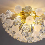 Hallway Modern Gold Flower Glass Semi-Flush Mount Light Image - 10