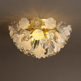 Hallway Modern Gold Flower Glass Semi-Flush Mount Light Image - 6