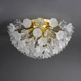 Hallway Modern Gold Flower Glass Semi-Flush Mount Light Image - 8