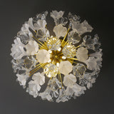 Hallway Modern Gold Flower Glass Semi-Flush Mount Light Image - 9