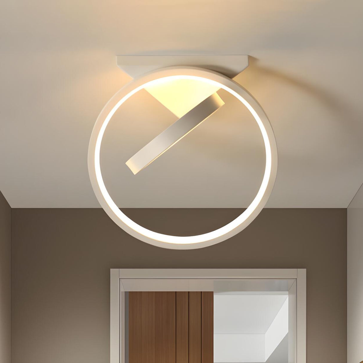 Hallway Modern Mini Black Dual Ring Flush Mount Light Image - 5