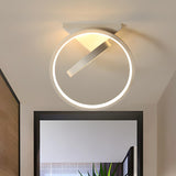 Hallway Modern Mini Black Dual Ring Flush Mount Light Image - 6